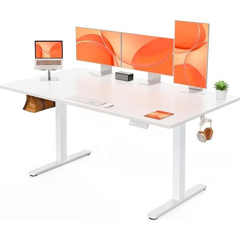 Electric Standing Sitting Desk, 140x70cm, White (1/5)