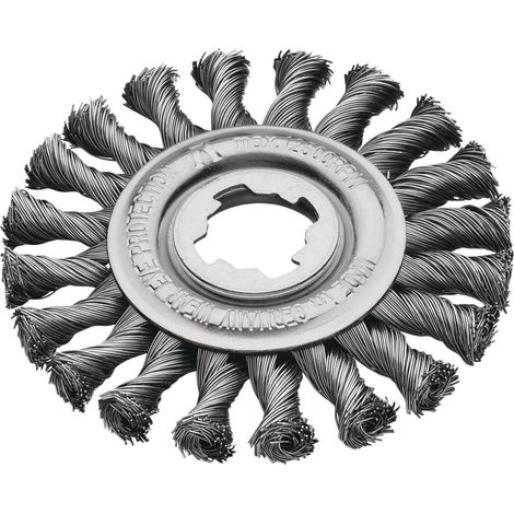 Lessmann 473.21X X-Lock Steel Knot Wheel Brush, 125mm, Non-Sparking, Suitable for Metal Surface Cleaning