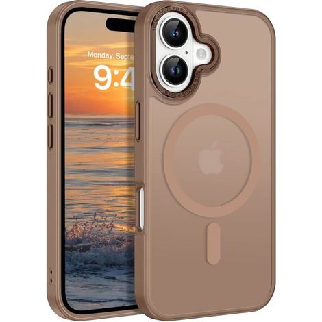 Coque KAL pour iPhone 17 6,3",compatible MagSafe,étui magnétique mat translucide,protection caméra,dos anti-rayures,brun (1/5)