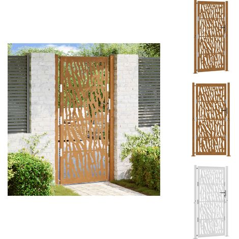 Gartentor 105x205 cm Wetterfester Stahl Spurendesign - Gartentor - Gartentore - Zauntor - Sicherheitstor (1/5)