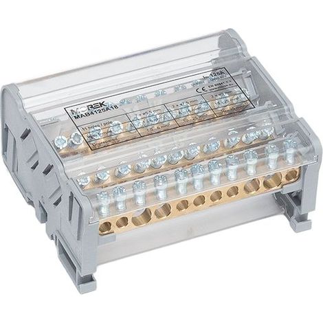 Répartiteur modulaire 4P Moblock 125A - 11 départs - 2x35 + 2x25 + 7x6mm² - MOREK
