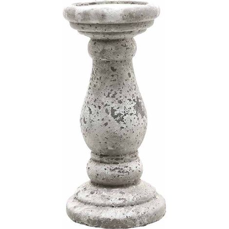 Small Candle Holder - Ceramic - L11 x W11 x H23 cm - Stone