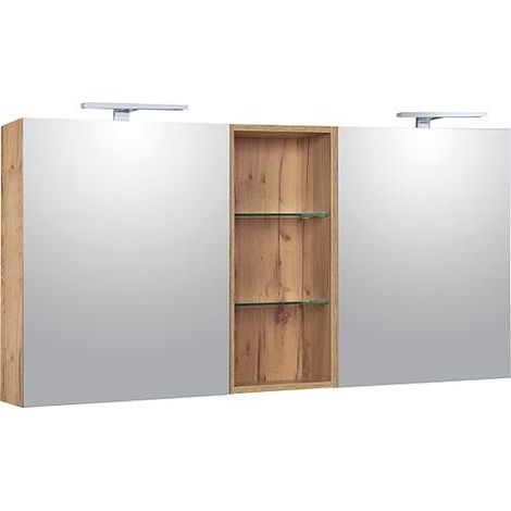 Armoires à glace Lossa avec appliques LED Chêne noueux Cortina avec élément supérieur ouvert largeur 1550mm (1/5)