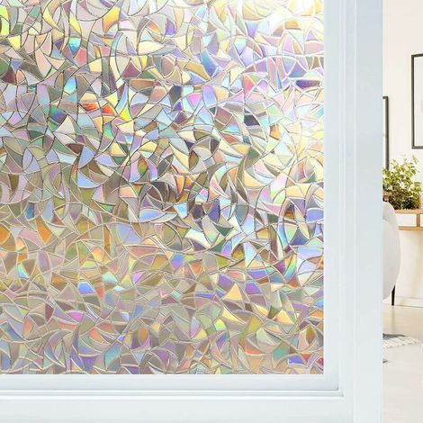 Film électrostatique pour vitre 44.5x200cm – Effet arc-en-ciel décoratif – Protection UV 84% – Anti regard – Application sans colle (1/4)