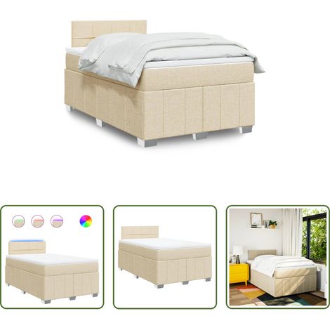 Matelas à ressorts ensachés - Sommier à lattes de lit avec matelas Crème 120x200 cm Tissu (1/5)