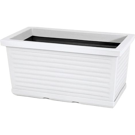 Maceta decorativa clásica tradicional de 40x22 cm (alto) en polímero blanco resistente para plantas de jardín y terraza - Fabricada en Italia Monacis (1/3)
