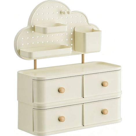 Organisateur Bureau avec Tiroirs Plastique Double Couche – Armoire Désencombrement Moderne Simp Décor, Crème Jaune 2 (1/5)