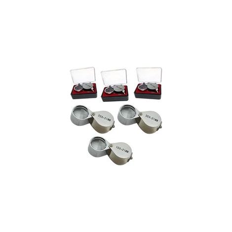 Lente d'ingrandimento da gioielliere BRAVIX in 3 pezzi 10X/20X/30X, lente in vetro per diamanti, corpo in metallo rotondo, lente d'ingrandimento per occhi, diametro lente 21 mm, colore argento.