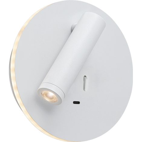 MY WAY - Applique LED orientable 9W avec port USB, lumière 3000K, Blanc, design moderne en aluminium - Groupe Rossini (1/5)