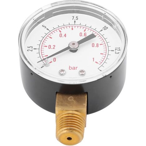 1/4" BSPT Pressure Gauge Dial Manometer 1 Bar Low Pressure Manometer Dual Scale Low Pressure Manometer Water Air Oil Pressure Gauge (1/5)