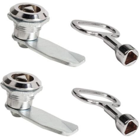2 Ensembles Verrou de Boite Aux Lettres 20mm Serrure Meuble Serrure à Douille avec Clé Triangle Serrure Casier Boîte au Lettre Sécurité cle Triangulaire en Alliage de Zinc pour Armoires (1/5)