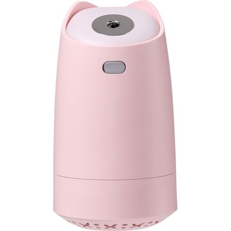 Humidificateur USB 280ml, Mini Brumisateur Portable avec Veilleuse LED 7 Couleurs, Extinction Automatique, Silencieux, pour Maison, Bureau, Chambre Bébé, Voiture (Rose)