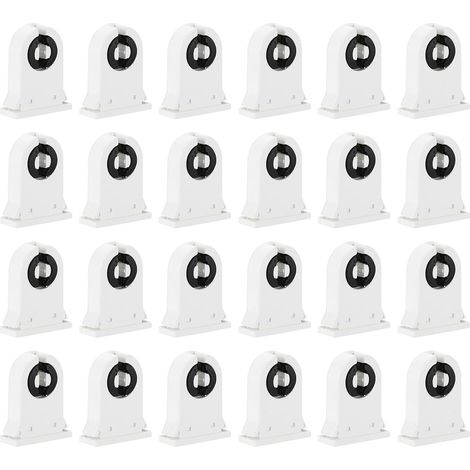 T8 Support de Lumière Fluorescente, 24 Pcs G13 Base de Lampe Douille de Tube Fluorescent LED, 500V Remplacement du Support de Lampe de Type Tournant Non Shunté, 39x32x13mm (1/5)
