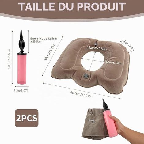 Coussin de Siège GonflableCoussin HemorroidesCoussin Orthopédique, Bureau, Voiture et Voyage, Soutien Orthopédique et Soulagement des Douleurs (1/4)