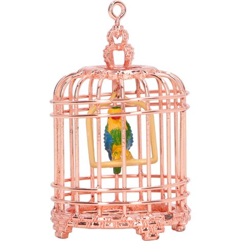 Cage à oiseaux miniature en métal doré rose pour maison de poupée (échelle 1/12 ou 1/6), accessoire de photographie. (1/5)