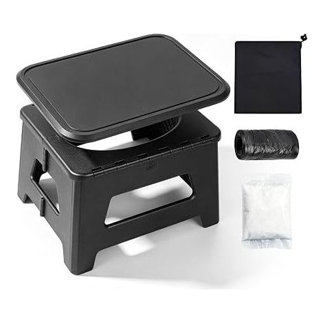 Portable Camping Toilet, Folding Camping Toilet, Hiking, Car, Trekking, Tent, 31.5 x 24.5 x 16.5 cm (1/5)