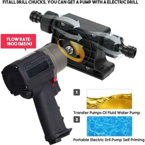 Pompe sur Perceuse Eau Huile, Perceuse électrique Embout Pompe Fioul Gasoil, Huile Forage Auto AmorçAnte Raccords, pour Aquarium étang Statuaire Fontaine Jardin-LIAIKI (1/5)