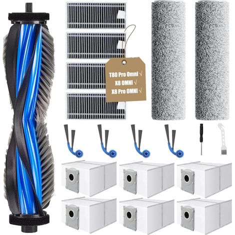 KGC 19 Zubehör für Ecovacs Deebot T80 Pro Omni, X8 OMNI, X8 Pro Omni: 1 Hauptbürste, 6 Staubbeutel, 2 Waschwalzen, 4 Filter, 4 Seitenbürsten, 1 Reinigungsbürste (1/5)