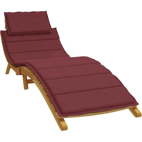 Coussin de chaise longue extérieur rouge bordeaux mélangé en polyester 186 x 58 x 4 cm - PANGIVO (1/5)