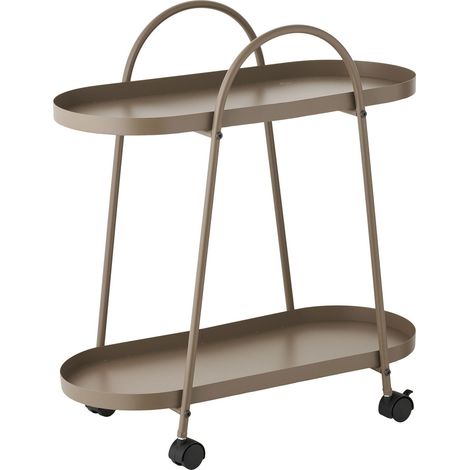 Carrello bar Empoli in acciaio marrone sabbia con 2 ripiani 27,5x60x64 cm