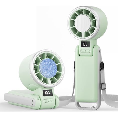 Mini Ventilator 3-in-1, Turbo, wiederaufladbar, 5 Geschwindigkeiten, Tisch & Hals, grün (1/5)