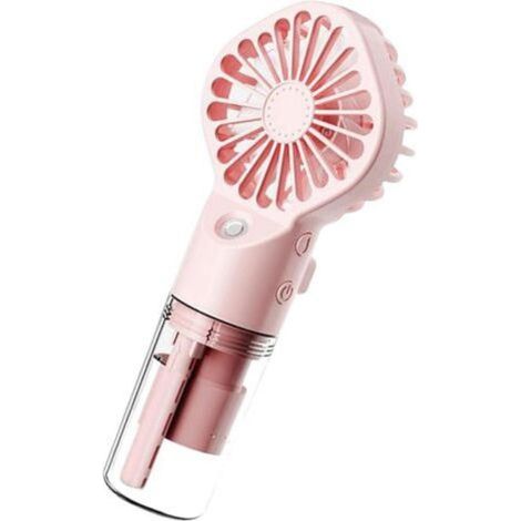 Mini Transparent Ventilateur de Brouillard Pulvérisation, Brumisateur Rechargeable Par USB avec 4 Vitesses-rose (1/3)