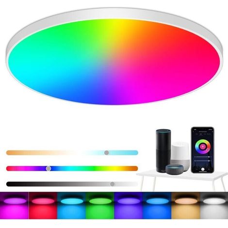Dimmable RGB LED ceiling light, 24W with remote control, ultra-thin, round, suitable for living room, children's room, 30cm diameter, white, wifi (1/5)