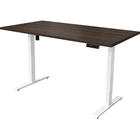 Bureau électrique réglable en hauteur - 180x80 cm - Moteur simple - Blanc / Japandi (1/5)