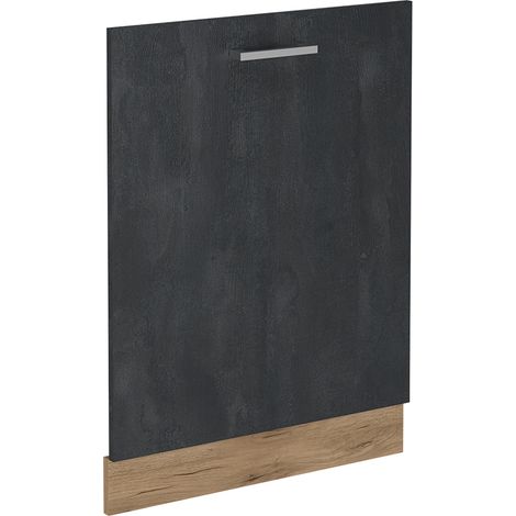 Panel frontal del lavavajillas R-Line, Hormigón negro, 60 cm sin encimera, Vicco