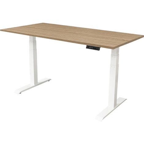 Escritorio Ajustable Dual Motor - 150x80 cm - Blanco / Roble (1/5)