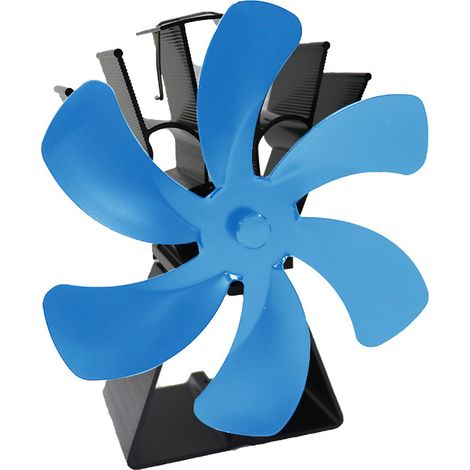 Ventilateur de cheminée, ventilateur à bois à énergie thermique, conception silencieuse pour les maisons écologiques-bleu à 6 pales