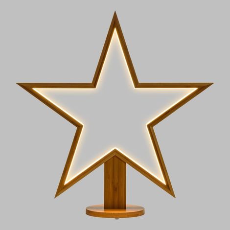 étoile lumineuse à LED néon et Bois Naturel Clair h55cm Lotti (1/3)