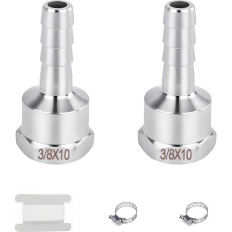Lot de 2 Raccords de Tuyau en Acier Inoxydable Avec Filetage Intérieur, Raccord pour Tuyau, Douille de Tuyau en Acier Inoxydable pour Eau, Gaz, Air (3/8"IGx10mm) (1/5)
