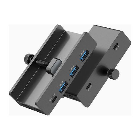 Applicable Hub USB, Hub USB 3.0 en Aluminium avec Port d'alimentation 5 V, Adaptateur USB C 4 Ports avec 3 USB-A 3.0 et 1 USB-C 3.0, 5 Gbps, câble de 100 cm (C vers A/C), pour moniteurs, Bureaux, Noir (1/4)