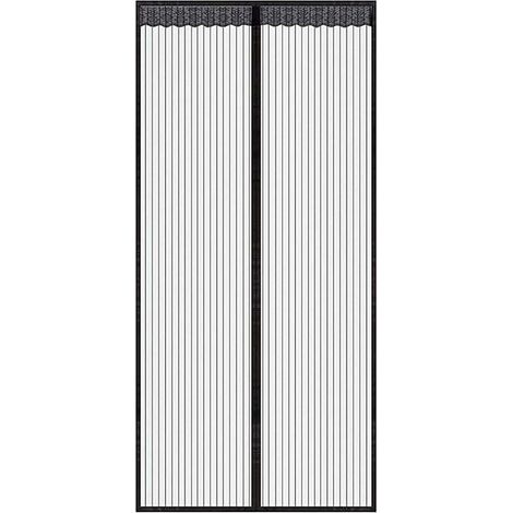 Rideau de porte magnétique anti-moustiques – 120 x 210 cm, noir, mailles fines, fermeture silencieuse et facile (1/4)