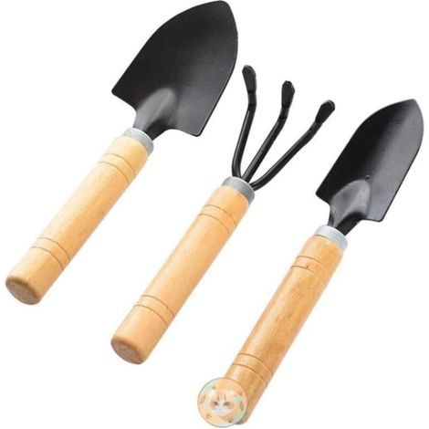 [JAMAIS UTILISÉ] Outils de Jardinage, Outils de Jardinage for Transplantation, 3 pièces, Mini-Outil de Jardinage Portable, tête en métal, Pelle, râteau, bêche, Jardin for Plantes (1/4)