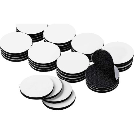Sollbry Paquete de 60 cintas adhesivas redondas de gancho y bucle - Cintas adhesivas de doble cara para alfombras resistentes - Cintas de montaje en pared para soporte de teléfono en casa y oficina - (1/5)