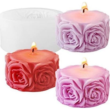 Kerzenformen in Form von rosa Blütensäulen, zylindrische Harzform für den Valentinstag, Silikonform für (1/5)