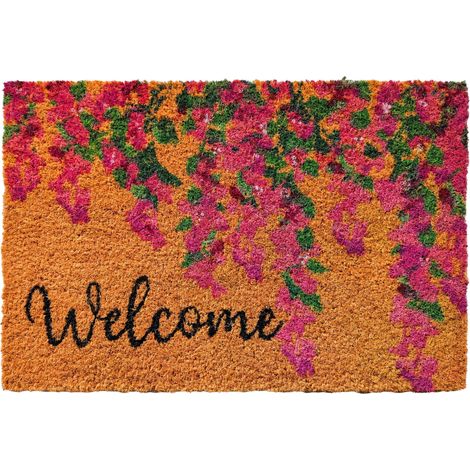 Relaxdays zerbino cocco Welcome 60x40 cm, antiscivolo, resistente intemperie, interni/esterni, multicolore (1/5)