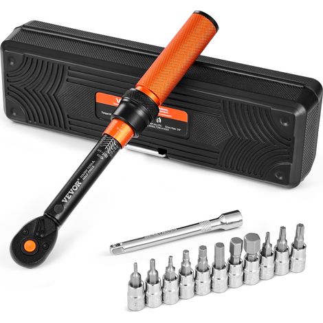 VEVOR Set di Chiavo Dinamometriche Clic, 20-200 lbf-ft e 2,3-22,6 N.m Chiave Dinamometrica a Scatto, Bidirezionali e Bilance a Doppia Portata, 72 Denti, con Bussole per Punte, Barra di Prolunga (1/5)