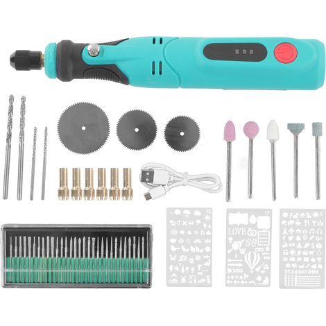 Akku-Rotationswerkzeug, Mini-Elektro-Rotationswerkzeug mit 3 Geschwindigkeitsstufen, USB-Ladefunktion und 53 Zubehörteilen (1/5)