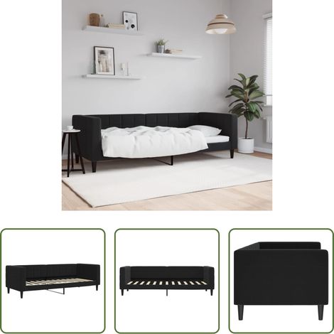 Schlafsofa - Tagesbett Schwarz 80x200 cm Samt (1/5)