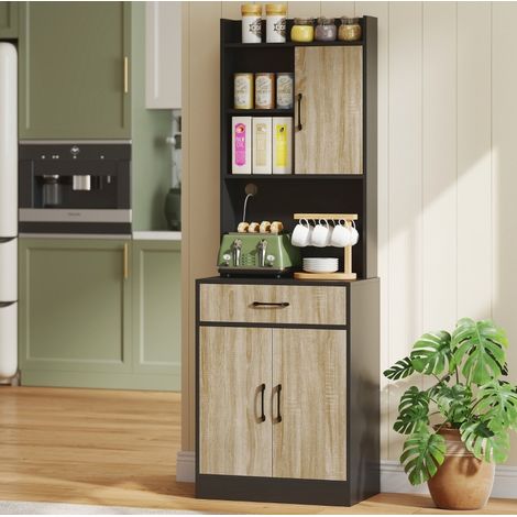Meuble de cuisine 60x40x180 cm en bois naturel, avec rangement gain de place pour cuisine FloraGrace (1/5)