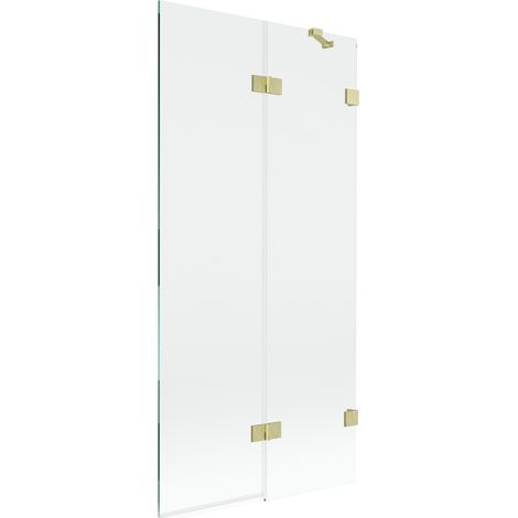 Mexen Lunar paroi de baignoire 2 volets droit 90 x 150 cm, transparent, or brossé - 897-090-100-55-00-P (1/5)