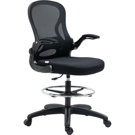 Vinsetto Sedia da Scrivania Moderna con Supporto Lombare e Tessuto a Rete Nero