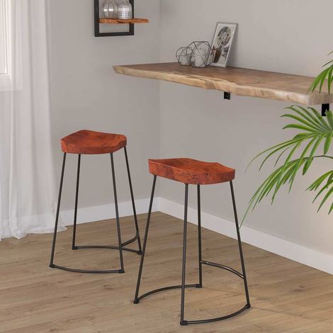 vidaXL Tabourets de bar Gavin lot de 2 45x40x63cm bois massif manguier (1/5)
