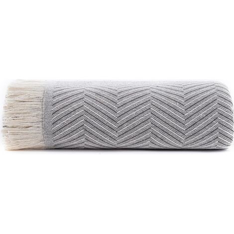 Couvre-lit Multifonction pour canapé, Plaid pour lit, Couvre-lit, vases, fabriqué en Espagne, à Chevrons (180 x 260 cm, Gris foncé). (1/5)