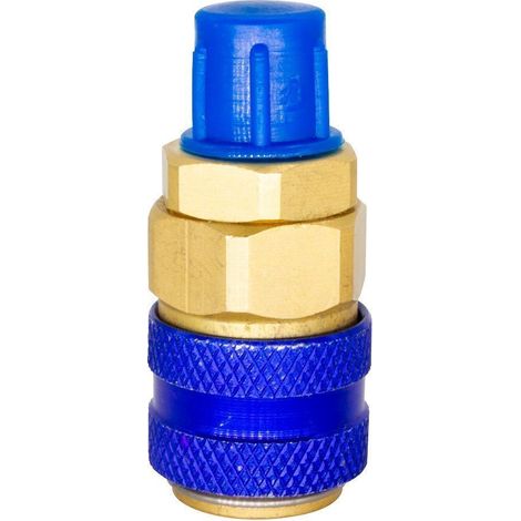 Válvula de conexión rápida para carga gas R134 Rosca macho 1/4 SAE (1/3)
