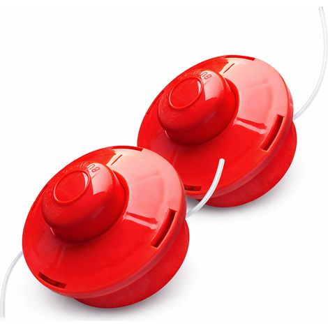 NEMAXX® FS2 Tap & Go cabezal de hilo (cabezal para desbrozadora) – sistema semiautomático doble hilo – para desbrozadora – M10 x 1,25 rosca izquierda – 2 mm – Ø 380 mm – Rojo (2 unidades)