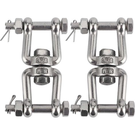 2 Stück Ankerwirbelschäkel aus Edelstahl 304 mit drehbarem Ringverbinder und Sicherung M8